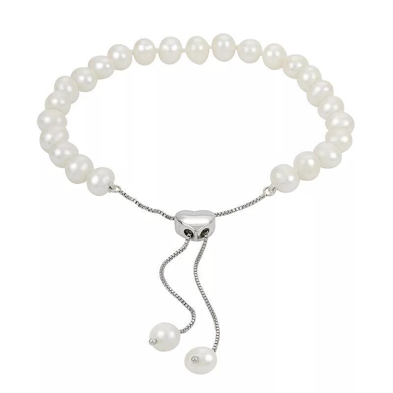 PearLustre by Imperial Sterling Silver Freshwater Cultured Pearl Bolo Bracelet, Womens White Product Image