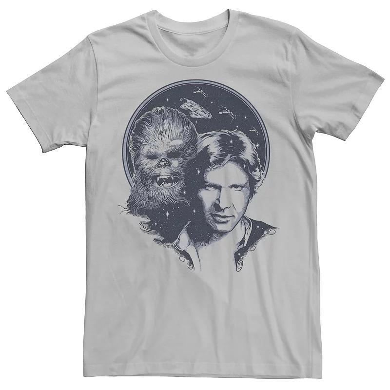 Mens Star Wars Han Solo and Chewbacca Retro Blues Portrait Tee Product Image