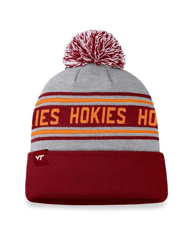 Top of the World Mens Heather Gray Virginia Tech Hokies Frigid Cuffed Knit Hat with Pom - Heather Gray Product Image