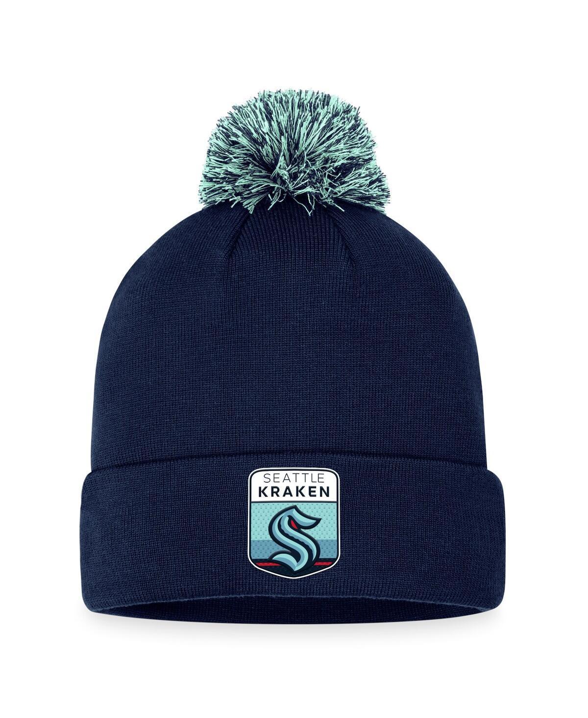 Mens Fanatics Deep Sea Blue Seattle Kraken 2023 Nhl Draft Cuffed Knit Hat with Pom Product Image