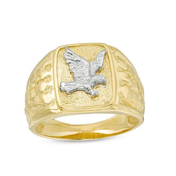 Men's Eagle Rectangular Signet Ring in 10K Gold Product Image