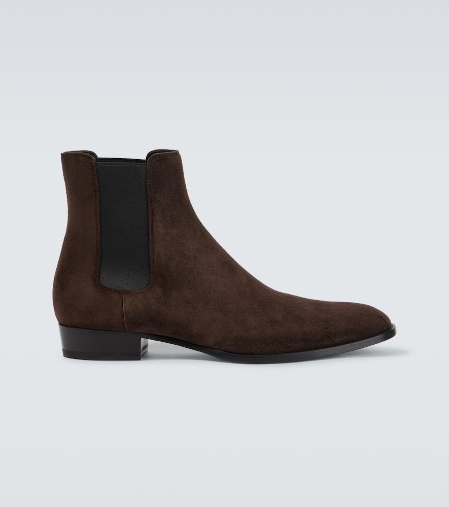 SAINT LAURENT Brown Brown Wyatt Suede Chelsea Boots Product Image