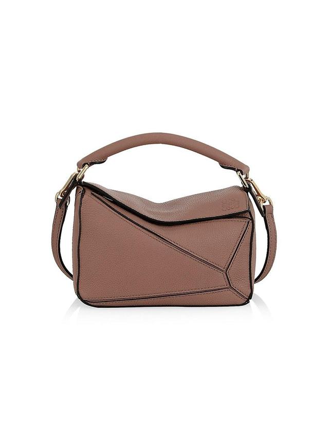 Womens Puzzle Mini Leather Shoulder Bag - Dark Blush - Dark Blush Product Image