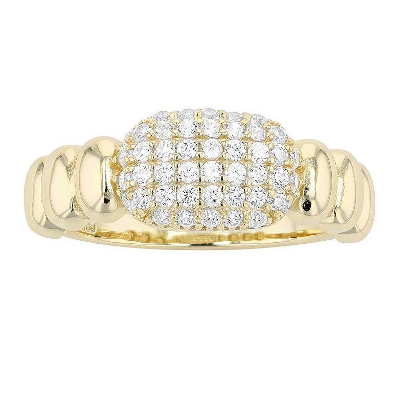 14k Gold Over Sterling Silver Cubic Zirconia Pave Scalloped Ring, Womens Yellow Product Image