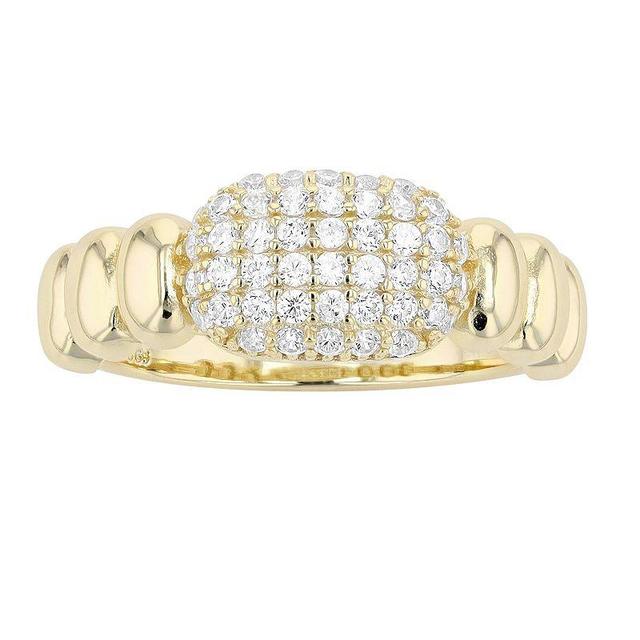 14k Gold Over Sterling Silver Cubic Zirconia Pave Scalloped Ring, Womens Gold Tone Product Image