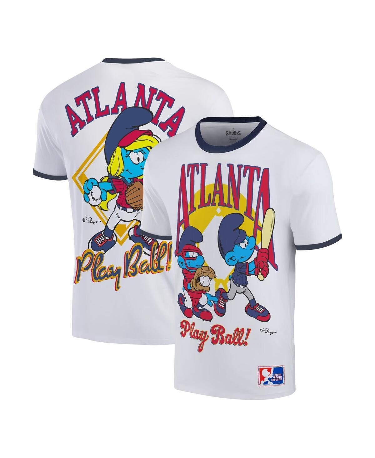 Ripple Junction Mens White the Smurfs Atlanta Baseball Ringer T-Shirt - White Product Image