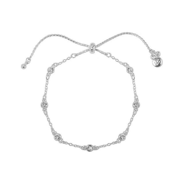 LC Lauren Conrad Silver Tone Crystal Dainty Adjustable Bracelet, Womens, Clear Product Image