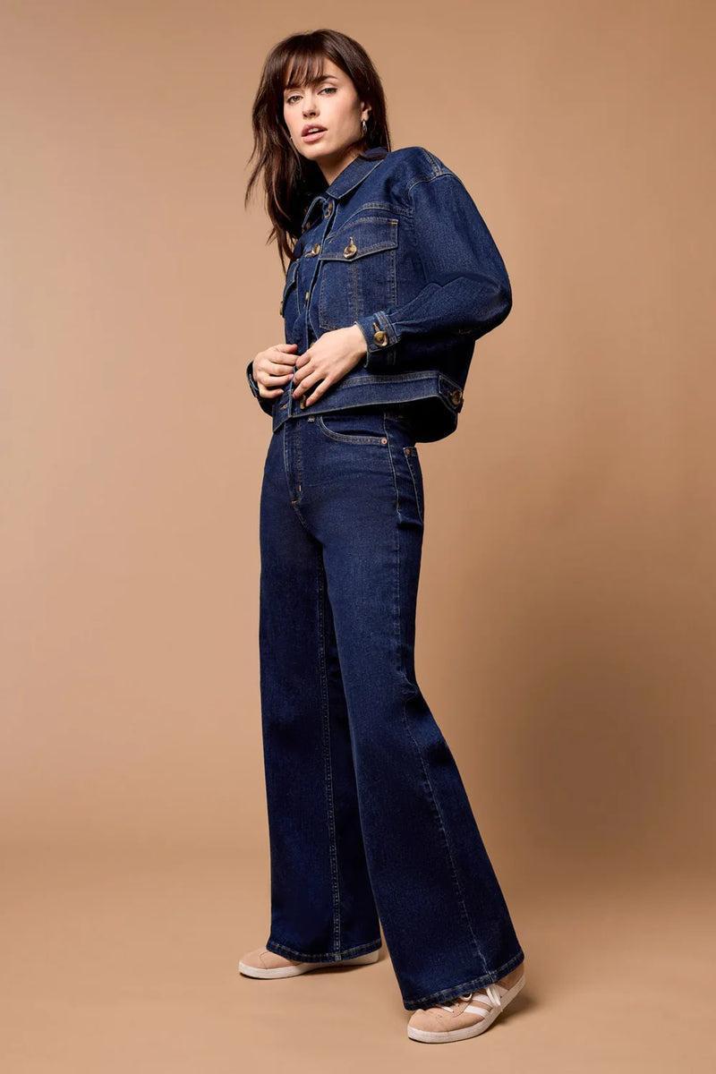 Brooke High Rise Palazzo Jean - Dk. Denim Product Image