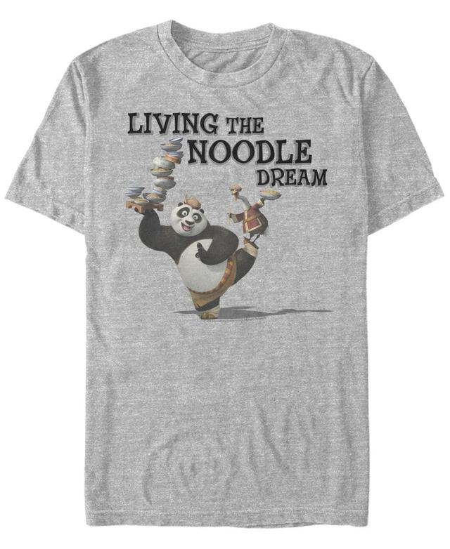 Mens Kung Fu Panda Po And Mr. Ping Living The Noodle Dream Graphic Tee Athletic Grey Product Image