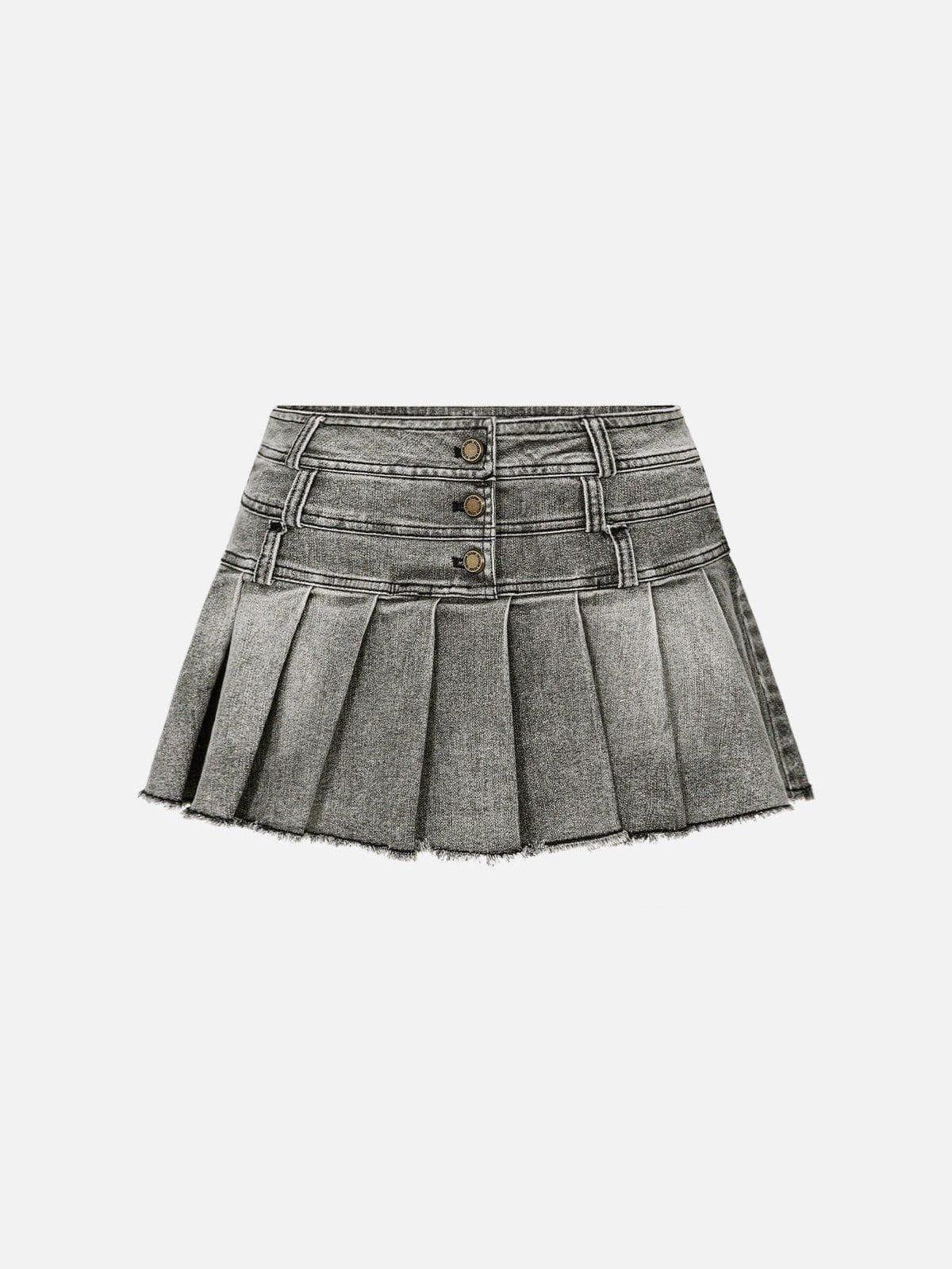 Aelfric Eden Three Layers Waist Washed Denim Skirt Female Product Image