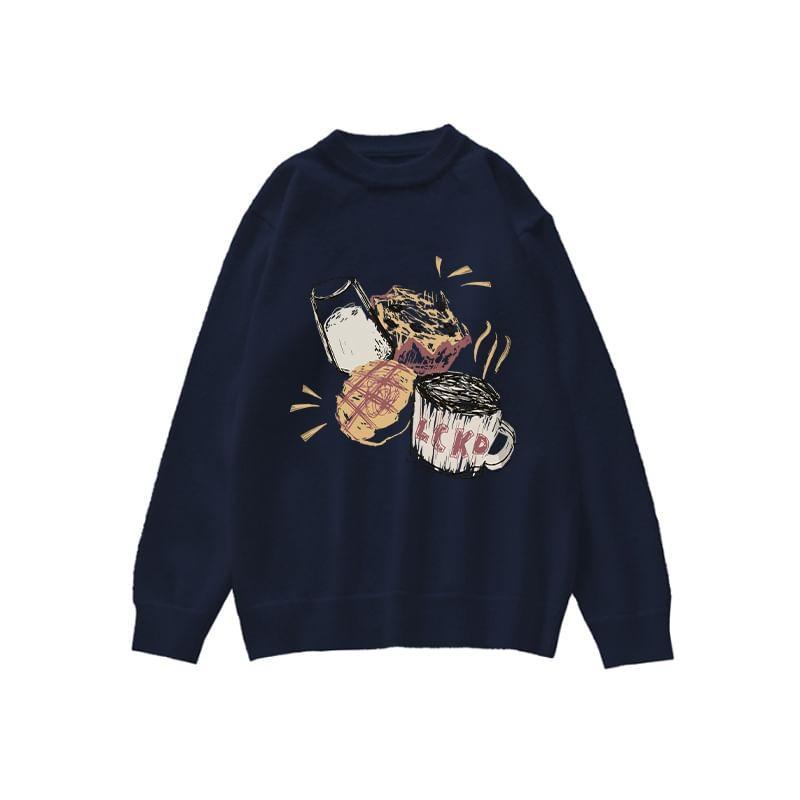 Round Neck Print Sweater Product Image