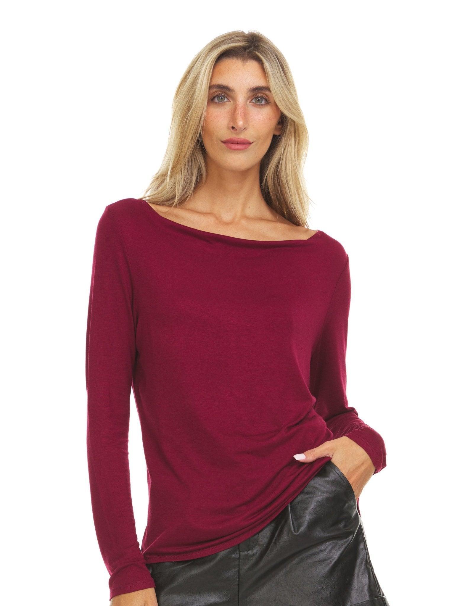 Long Sleeve Top With Ballet Neckline Product Image