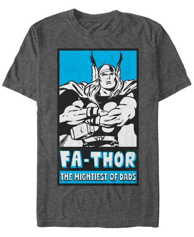 Mens Marvel Thor Mightiest Of Dads Retro Poster Fathers Day Tee Grey Heather Product Image