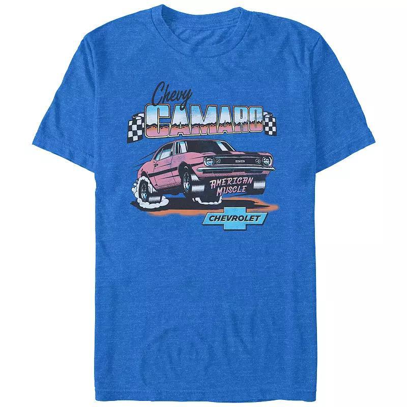 Mens Chevy Camaro American Muscle Graphic Tee Royal Grey Product Image