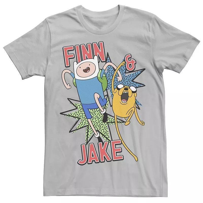 Mens Cartoon Network Adventure Time Finn & Jake Kapows Tee Royal Grey Product Image