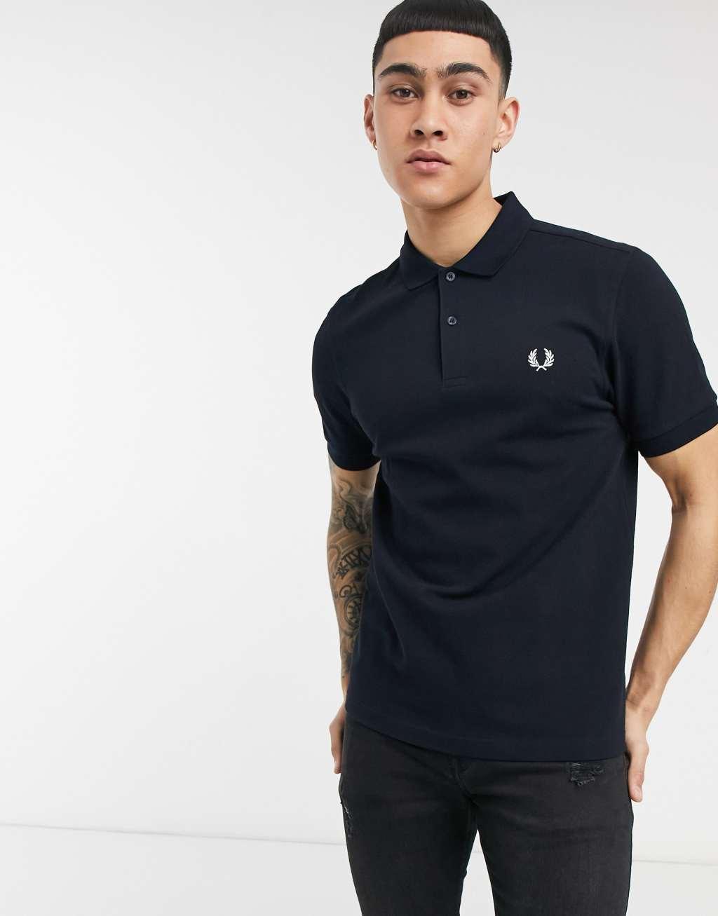 Fred Perry plain polo shirt in navy Product Image