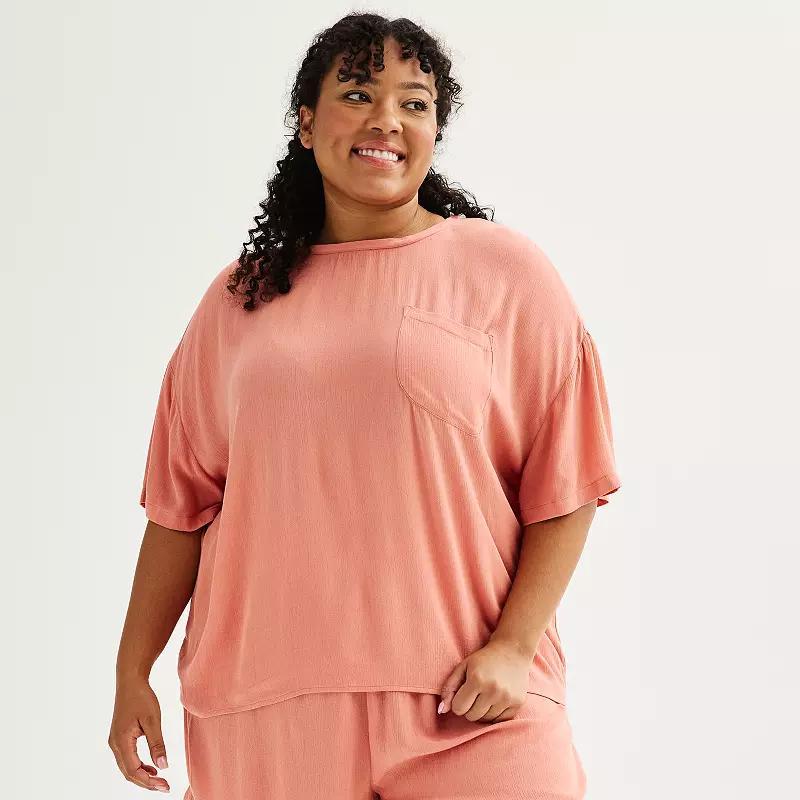 Plus Size Sonoma Goods For Life Textured Sleep Tee, Womens Product Image