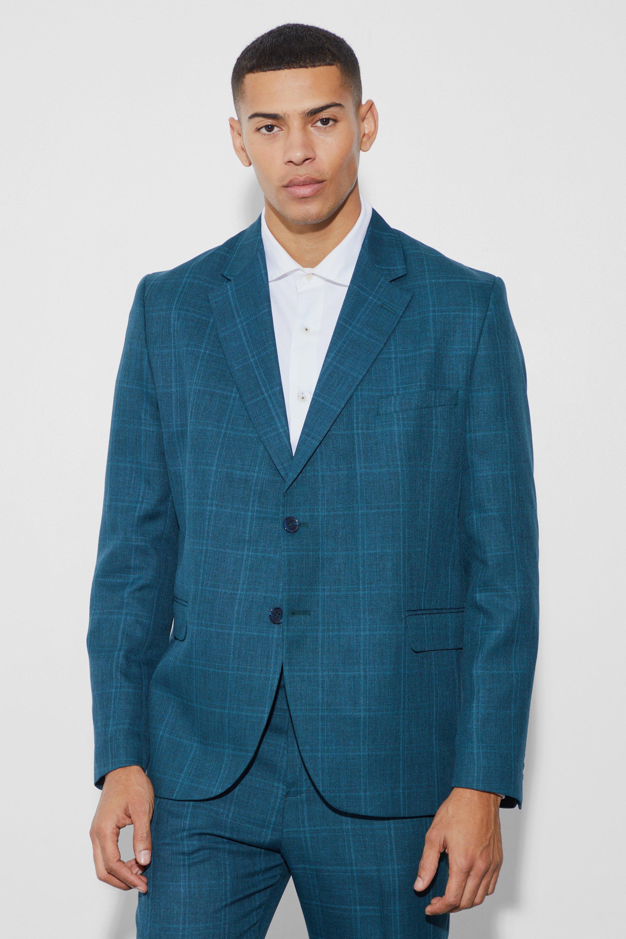 Oversized Boxy Check Fabric Interest Blazer | boohooMAN USA Product Image