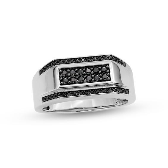 Vera Wang Men 3/8 CT. T.w. Black Diamond Signet Ring in Sterling Silver Product Image