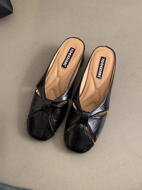 Hollow Round-Toe Shiny Pumps Slippers&Mules Product Image