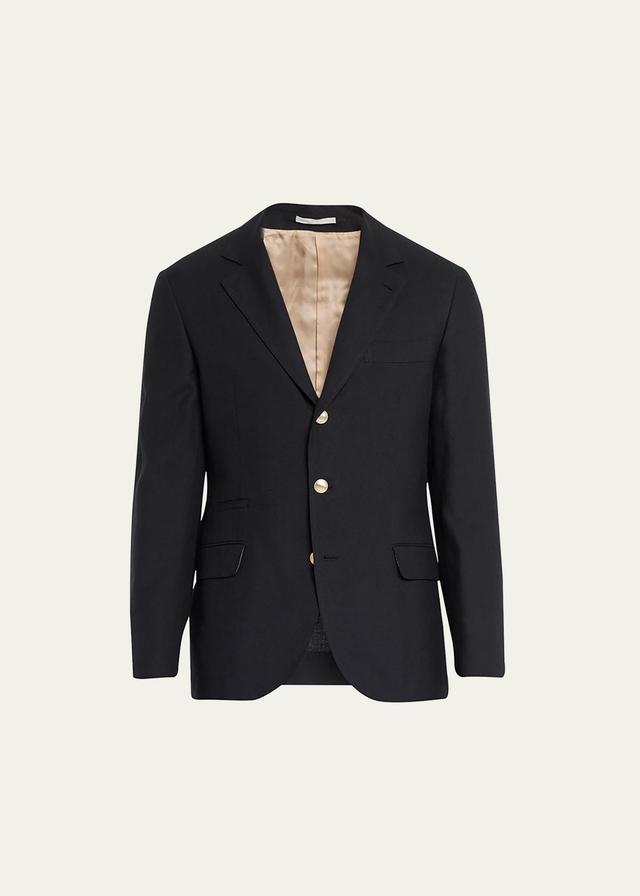 Brunello Cucinelli Men's Linen-Wool Solid Suit  - C025 BLACK - Size: 48R EU (38R US) Product Image