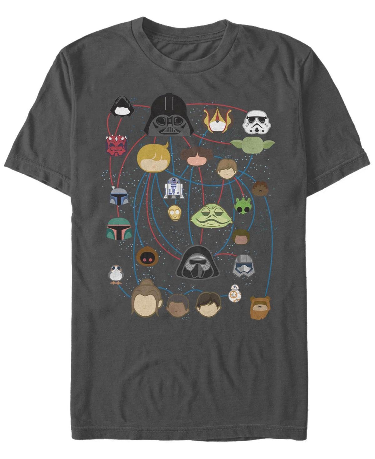 Mens Star Wars Family Tree Kawaii Portrait Tee Grey Product Image