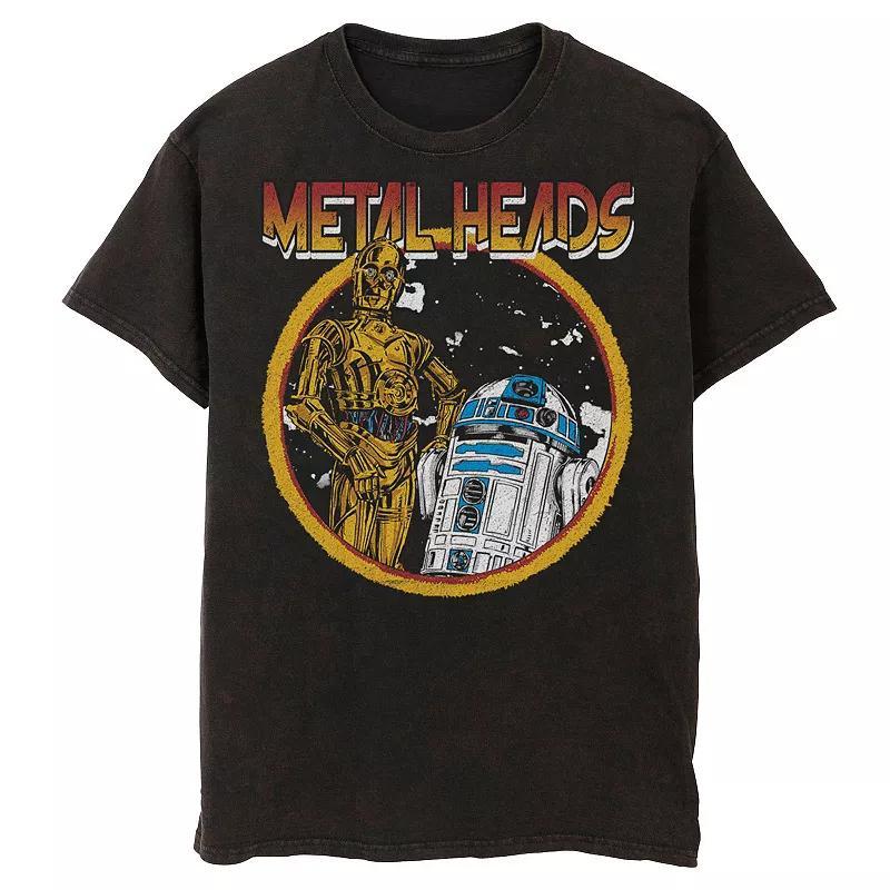 Mens Star Wars Metal Head Droids Mineral Wash Graphic Tee Product Image