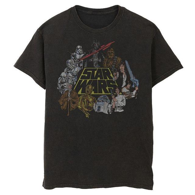 Mens Star Wars Classic Characters Cast Line Art Graphic Tee Product Image