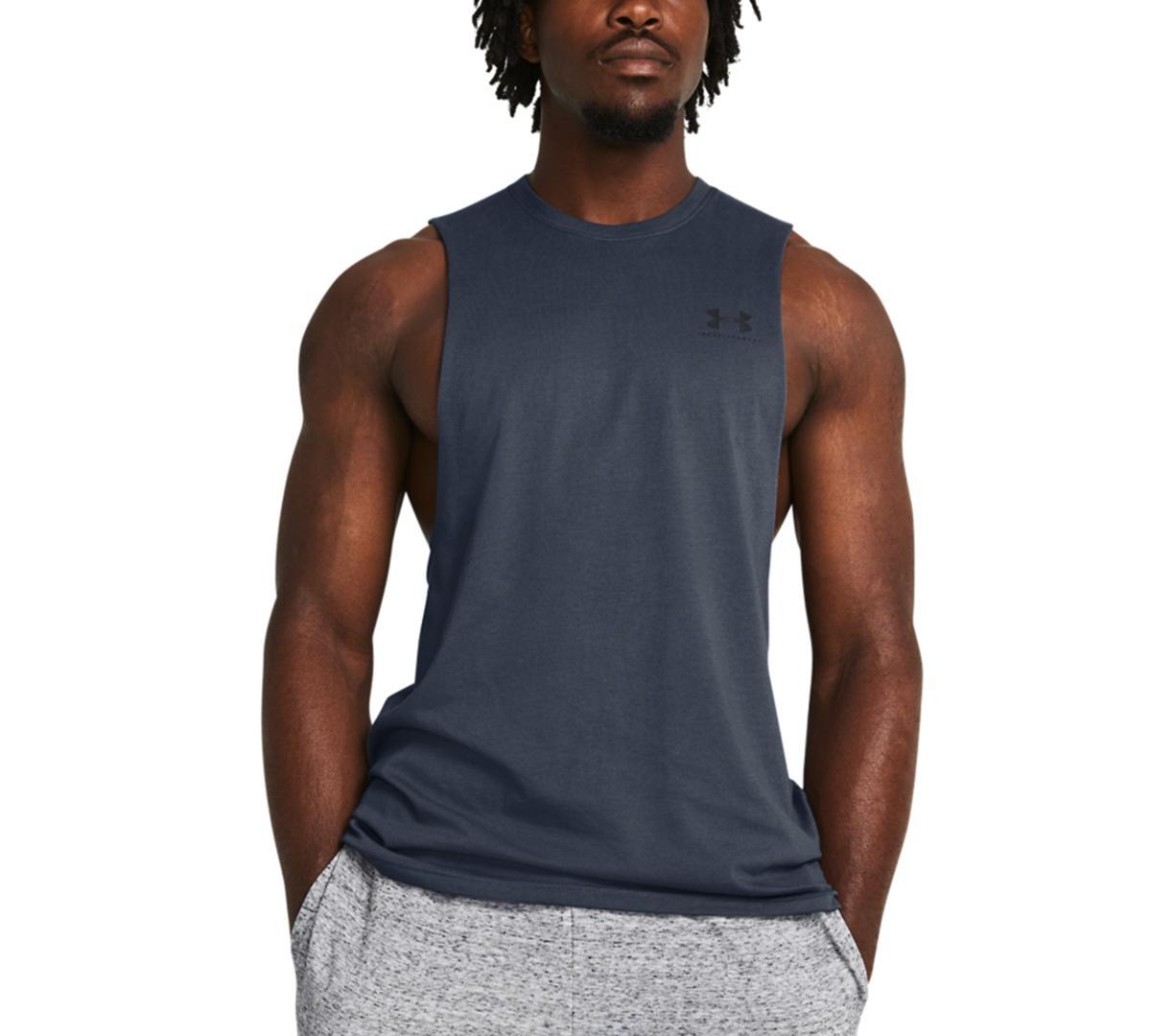 Under Armour Mens Sportstyle Left Chest Cut-Off T-Shirt - Timberwolf Taupe Product Image