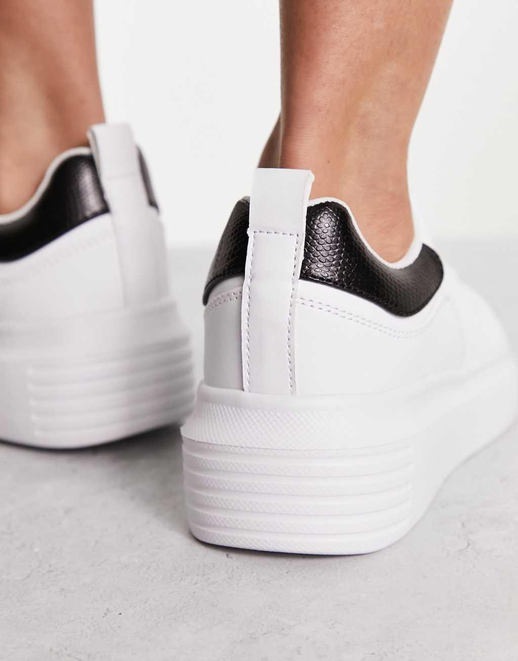 Truffle Collection chunky sneakers in white with black back tab Product Image