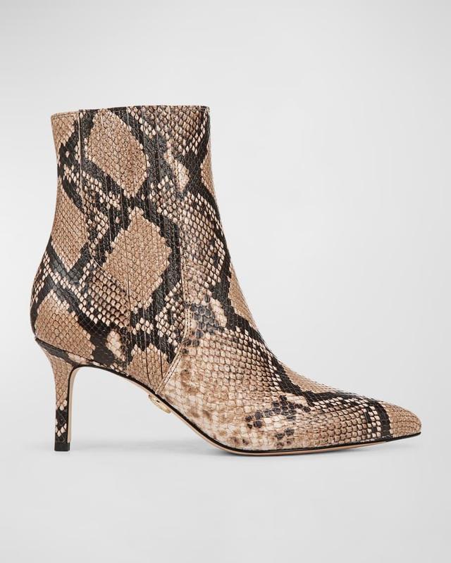 Lisa Snake-Embossed Stiletto Booties Product Image