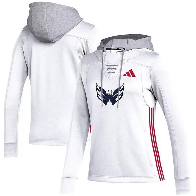 Womens adidas White Washington Capitals Refresh Skate Lace Aeroready Pullover Hoodie Product Image