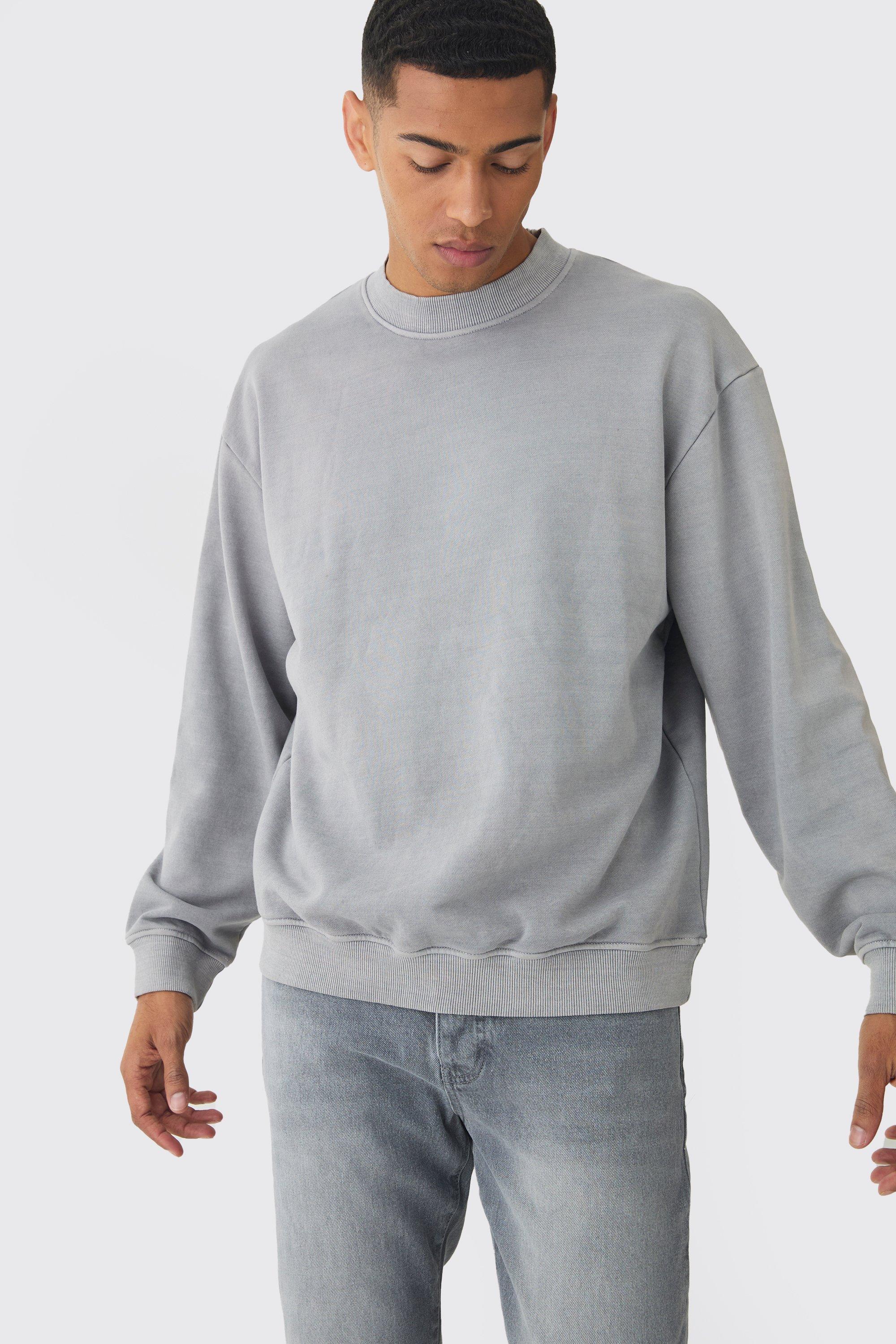 Oversized Extended Neck Acid Wash Sweatshirt | boohooMAN USA product image