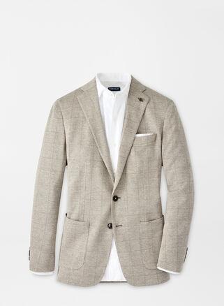 Peter Millar Mens Carova Jersey Houndstooth Soft Jacket | Color: Iced Chai | Size: 48 Product Image