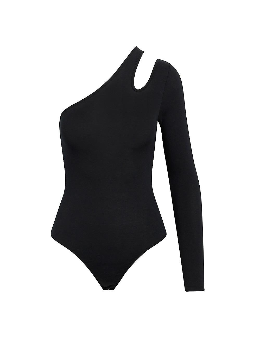 Womens Asymmetrical Long Sleeve Bodysuit Product Image