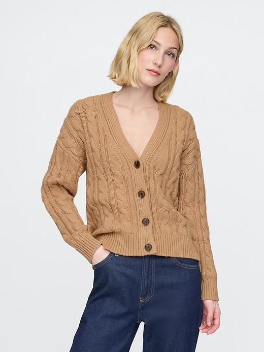 Oversized Cable-Knit Cardigan Product Image