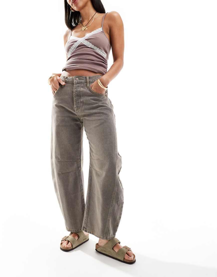 Good Luck Barrel Leg Jeans In Gray Product Image