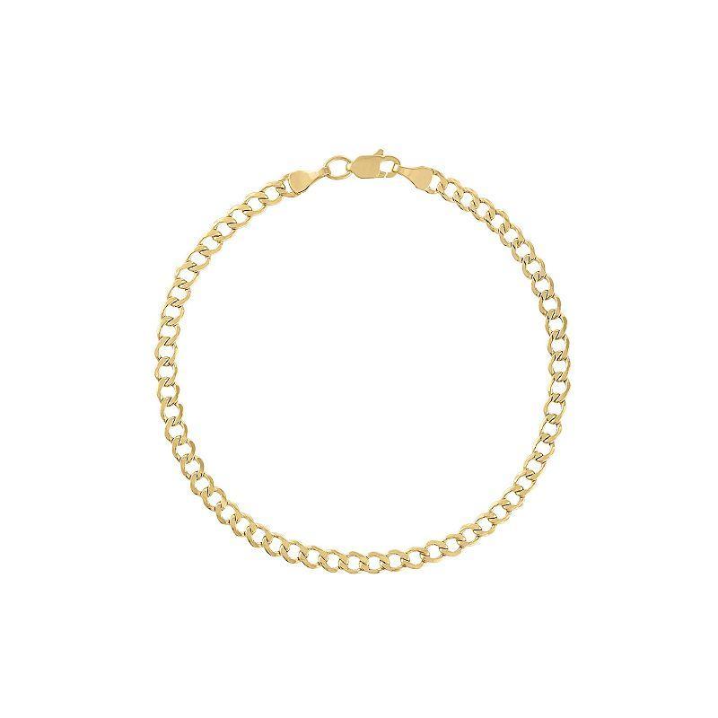 Jordan Blue 14k Gold 3.5 mm Curb Chain Bracelet, Womens Yellow Product Image