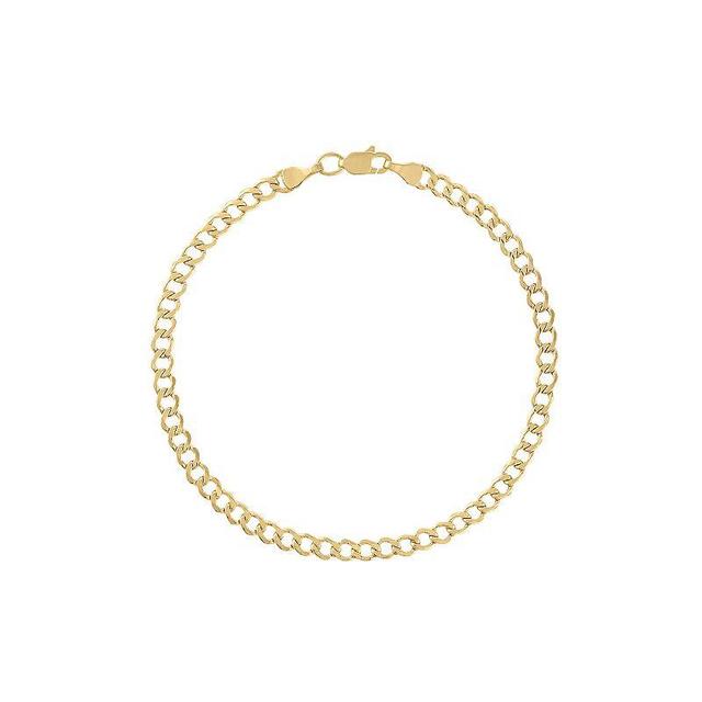 Jordan Blue 14k Gold 3.5 mm Curb Chain Bracelet, Womens Yellow Product Image