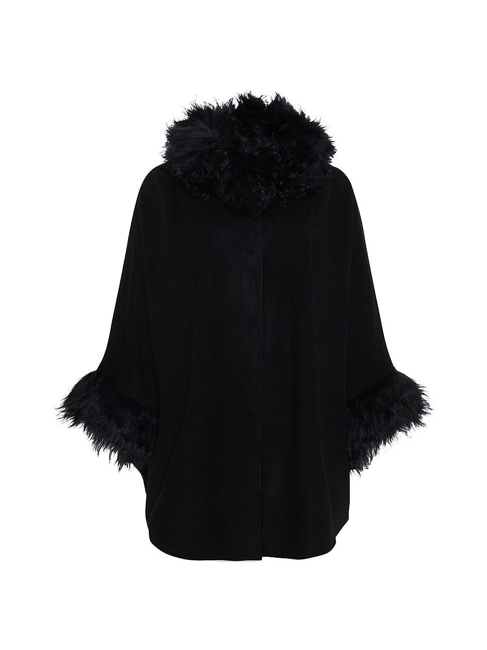 Womens Cashmere and Wool Cape with Lamb Trim Product Image