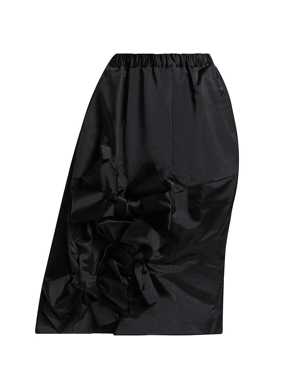 Womens Bow-Accented Satin Asymmetrical Midi-Skirt product image