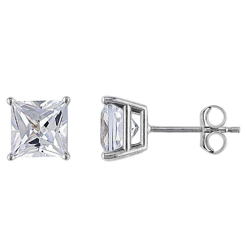 Stella Grace 10k White Gold Lab-Created White Sapphire Stud Earrings, Womens Product Image