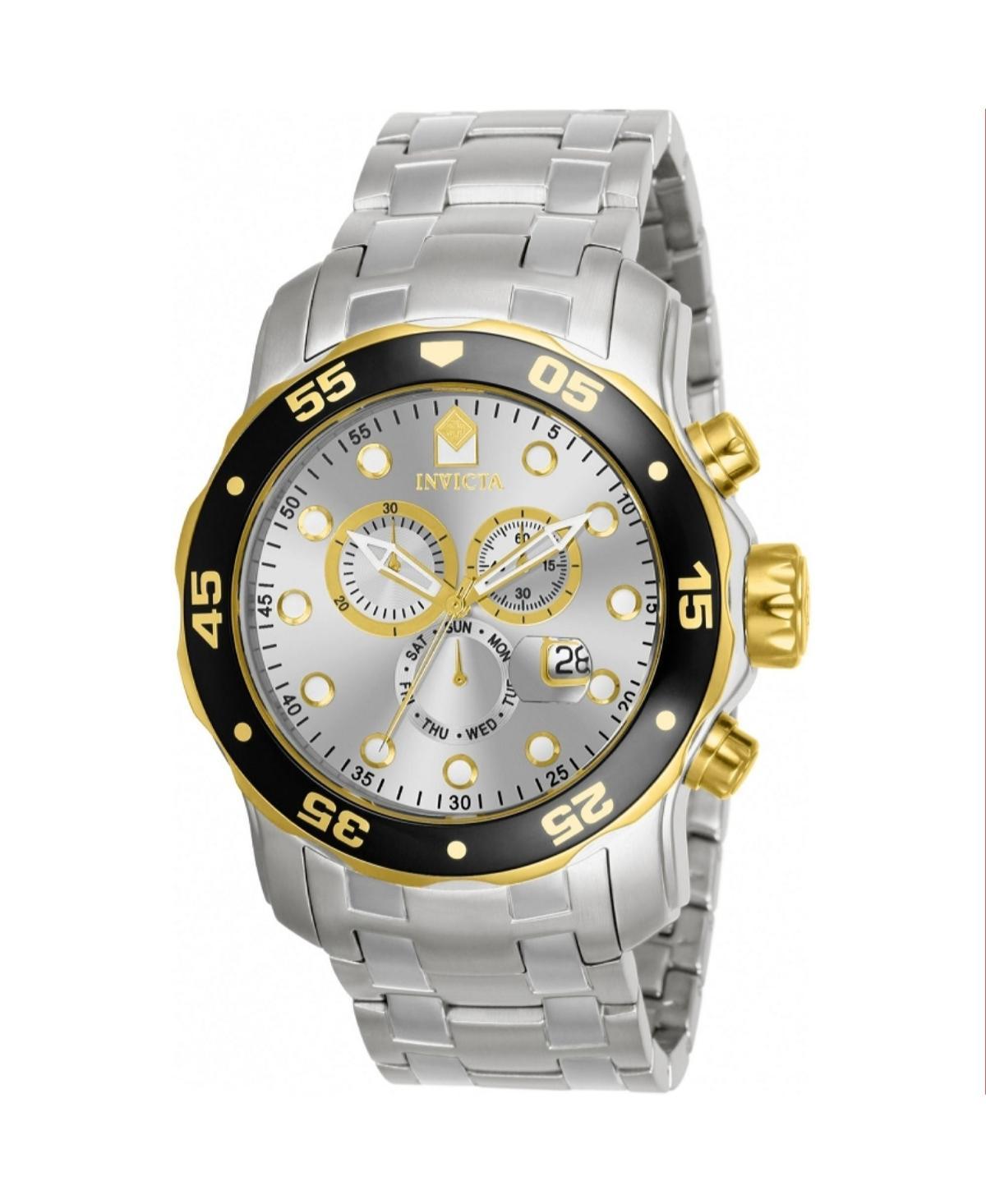 Invicta Mens 80040 Pro Diver Quartz Chronograph Silver Dial Watch - Silver Product Image