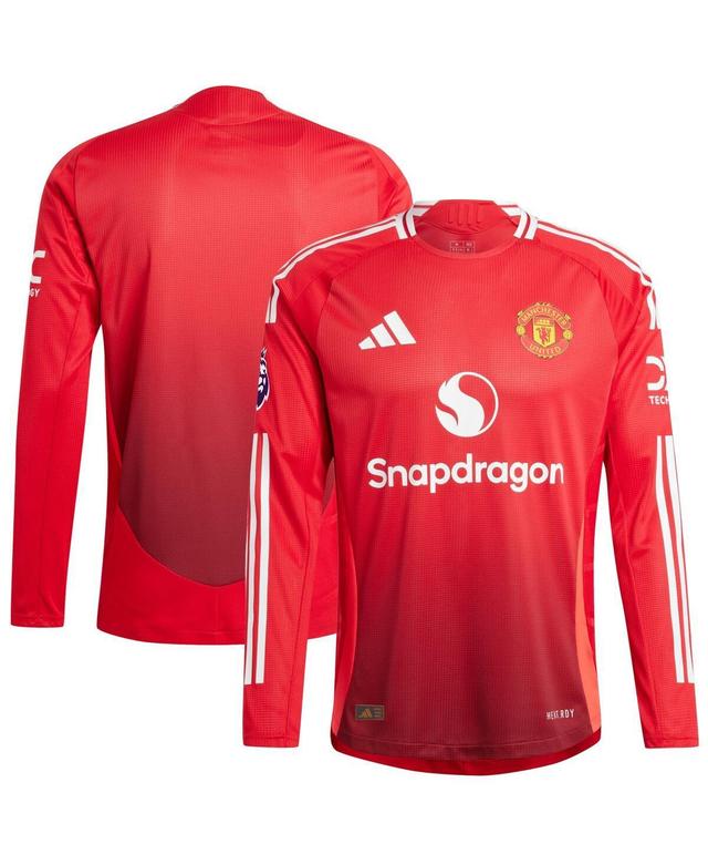 Mens adidas Red Manchester United 2024/25 Home Long Sleeve Authentic Patch Jersey Product Image