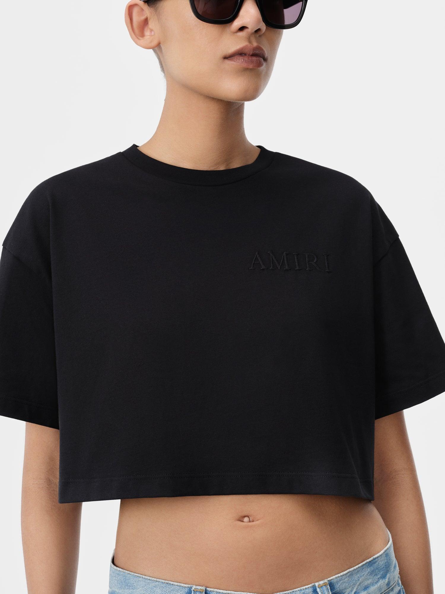 WOMEN - WOMEN'S AMIRI EMBROIDERED CROPPED TEE - Black Female Product Image