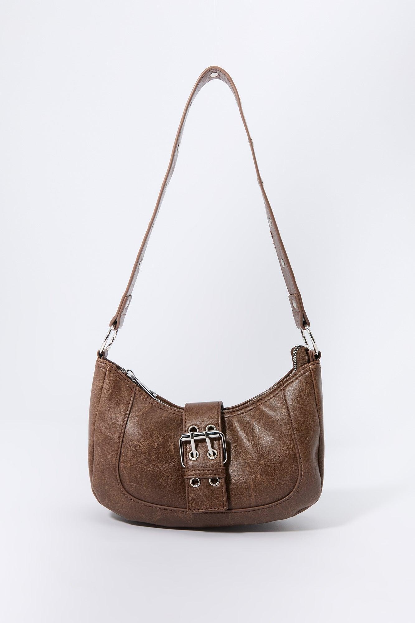 Faux Leather Belted Shoulder Purse Female Product Image