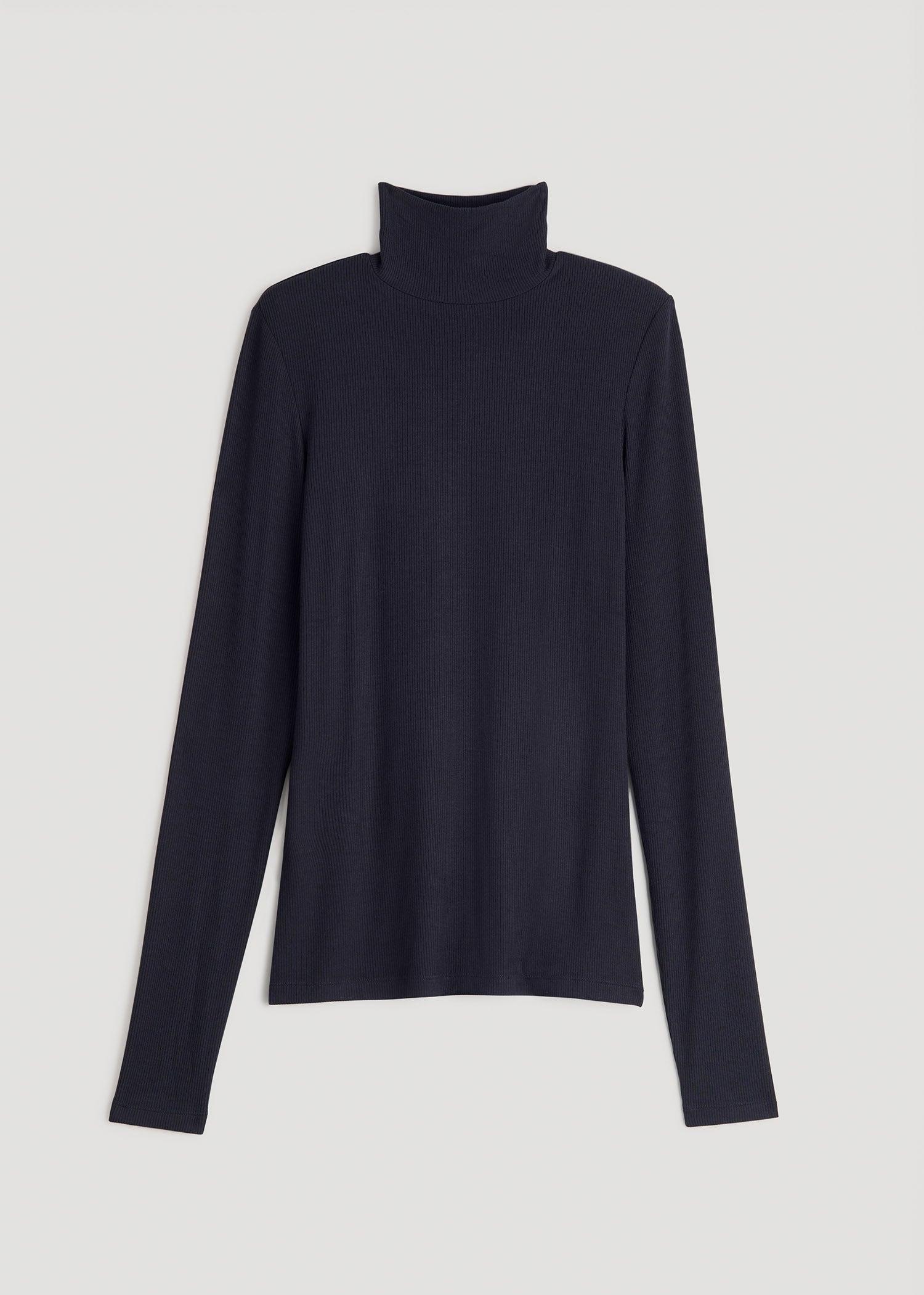 Tall Women's FITTED Long Sleeve Ribbed Turtleneck Tee in Deep Navy product image