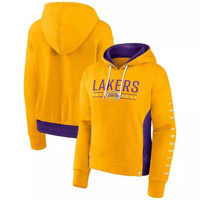 Womens Fanatics Branded Los Angeles Lakers Iconic Halftime Colorblock Pullover Hoodie Product Image