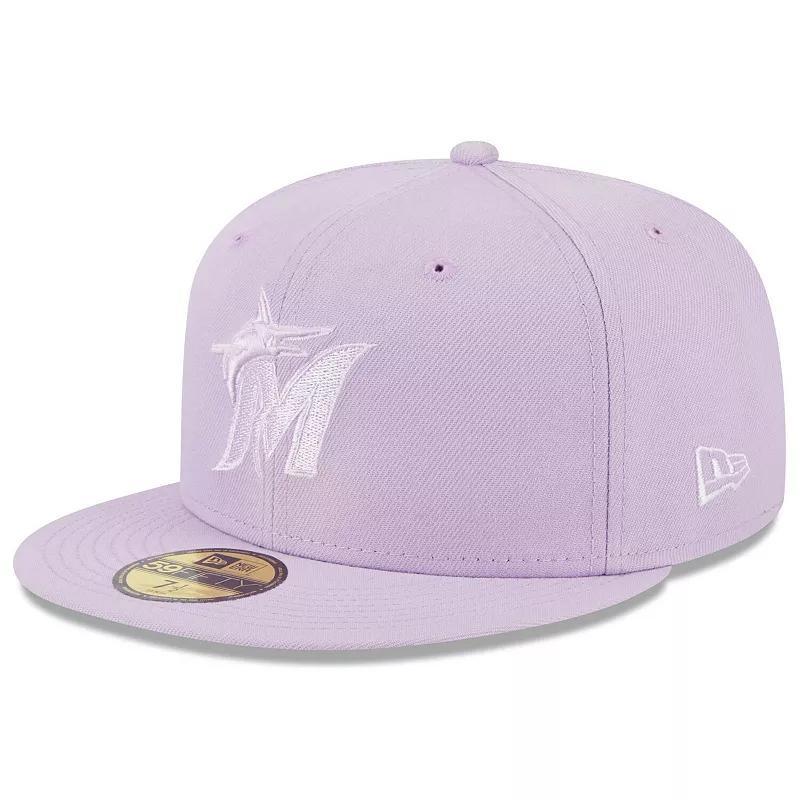 Mens New Era Lavender Miami Marlins 2023 Spring Color Basic 59FIFTY Fitted Hat Product Image