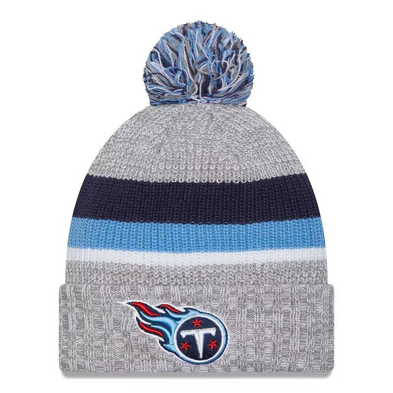 Mens New Era Heather Gray Tennessee Titans Cuffed Knit Hat with Pom Product Image